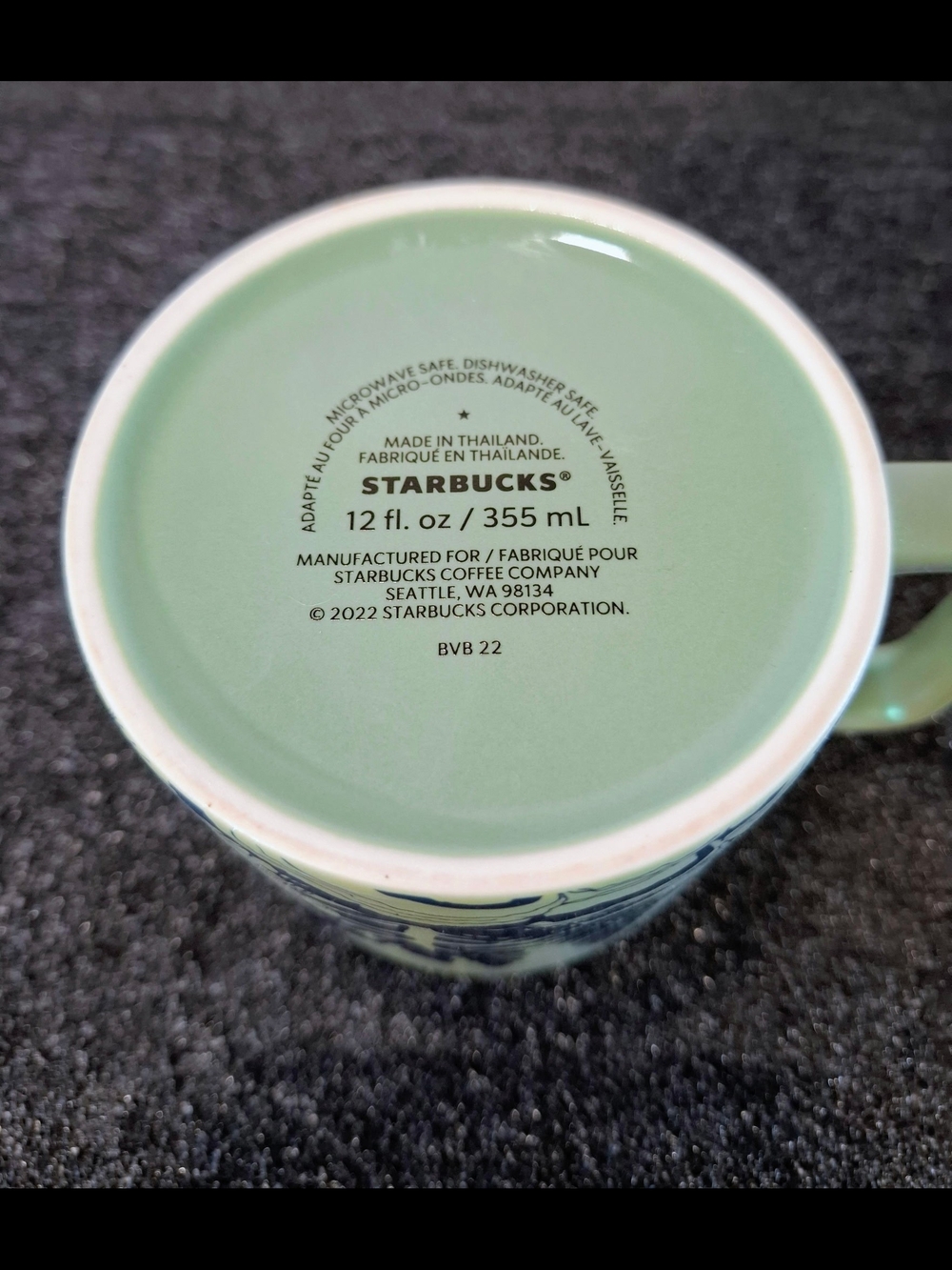 Starbucks Green Iridescent Mug with Navy Mushroom  Print - Picture 2 of 7
